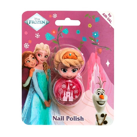 air-val-frozen-nail-polish-with-3d-cap-8ml-purple Air-Val Disney Frozen Nail Polish with 3D Cap Glitter Fucshia 8ml - Image 1