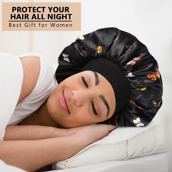hair-cap-butterflies-black Μεταξωτό Σκουφάκι Ύπνου Πεταλούδες 1τεμ (αποχρώσεις) - Image 1