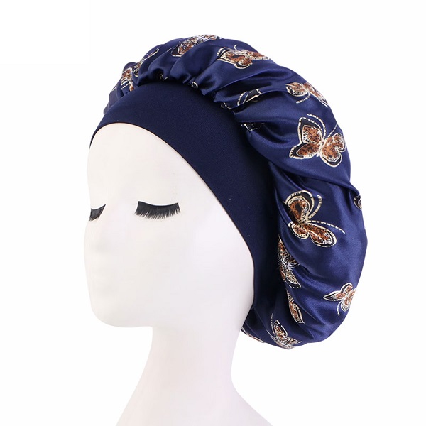 hair-cap-butterflies-blue Μεταξωτό Σκουφάκι Ύπνου Πεταλούδες Μπλε 1τεμ - Image 1